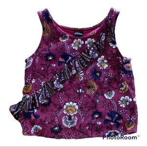 Art Class Floral Ruffle Top M(7-8)